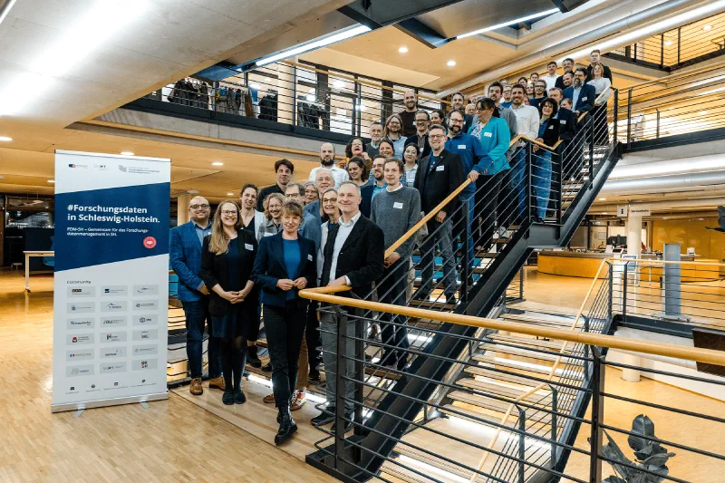 Members of the FDM.SH Community at the evening event of the FDM.SH General Assembly on 28 March 2025 at the ZBW Kiel. Photo: Gunnar Dethlefsen.